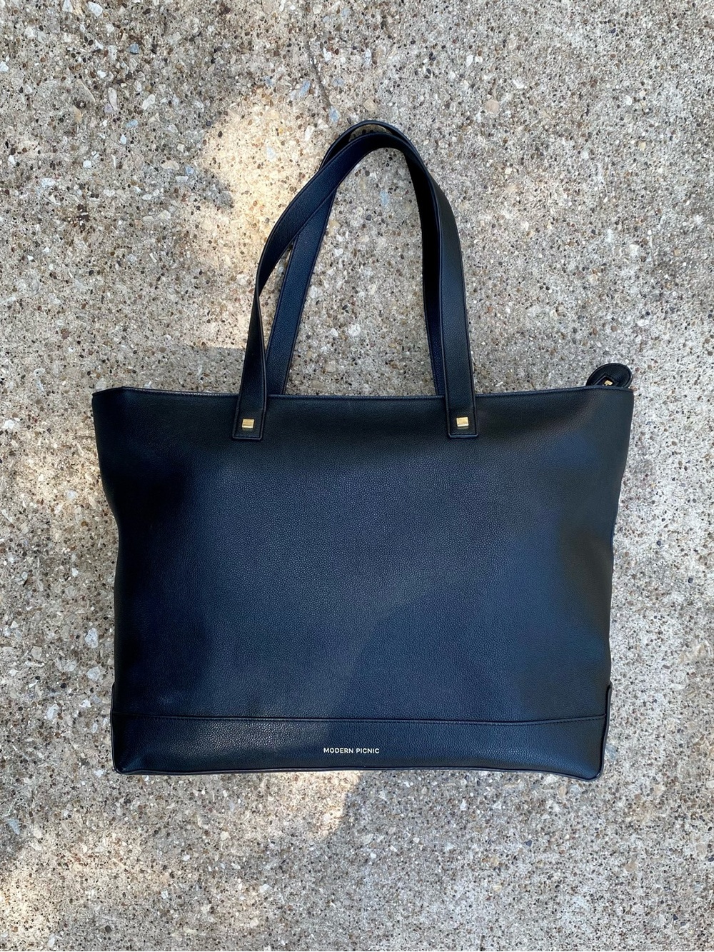 Modern Picnic Vegan Leather Tote Bag Black